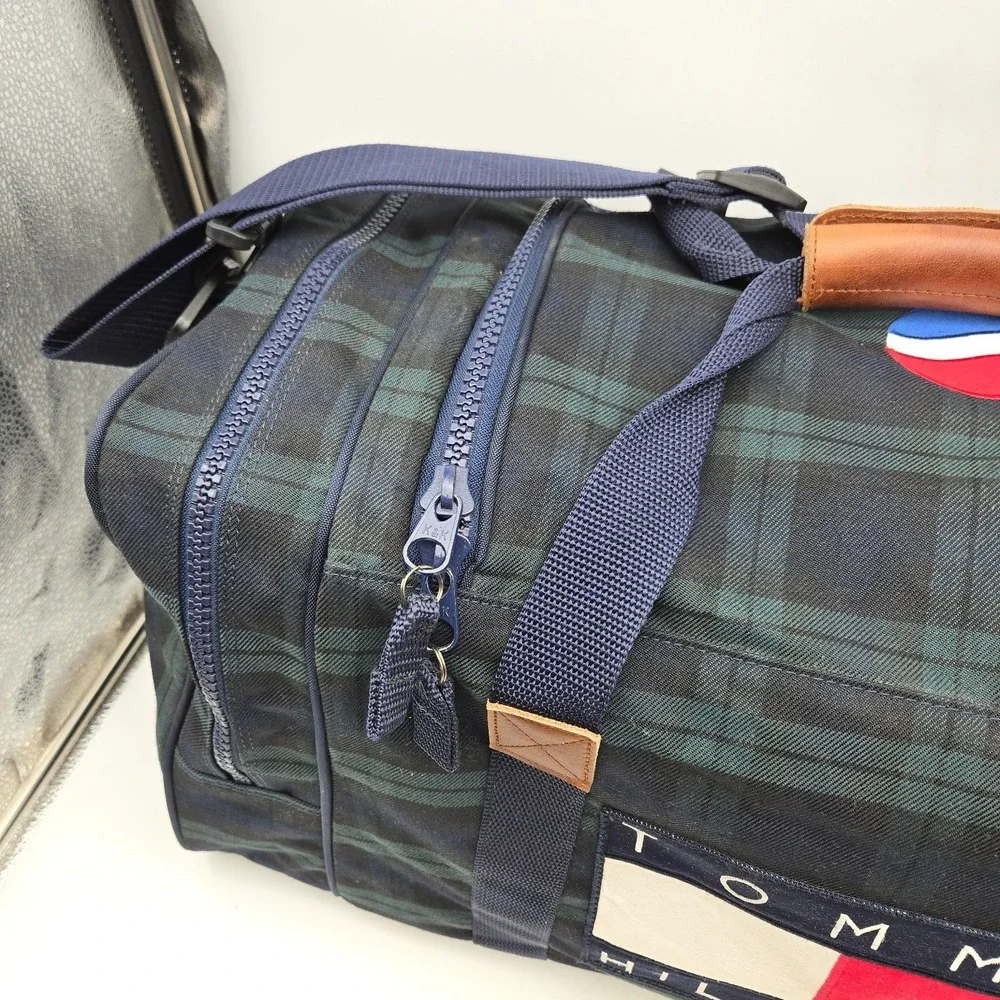 Vintage Tommy Hilfiger Duffle Bag Tartan Plaid Pepsi Cola Flag‎ Large 90s Y2K
